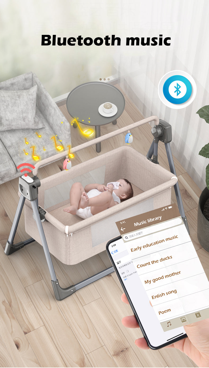 Mirex SmartRock™ Baby Cradle — Electric, Bluetooth, Gentle 5-Speed Rocking